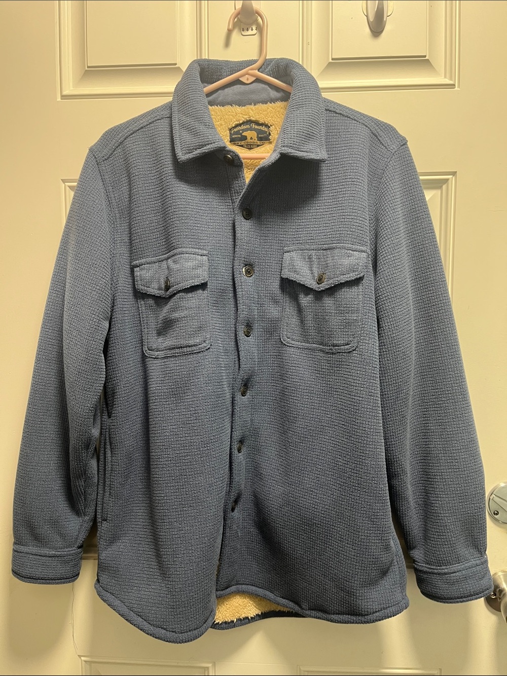 Freedom Foundry Men's Blue Button-Up Sherpa-Lined Jacket